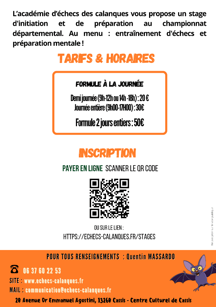 Informations Stage Toussaint 2026
